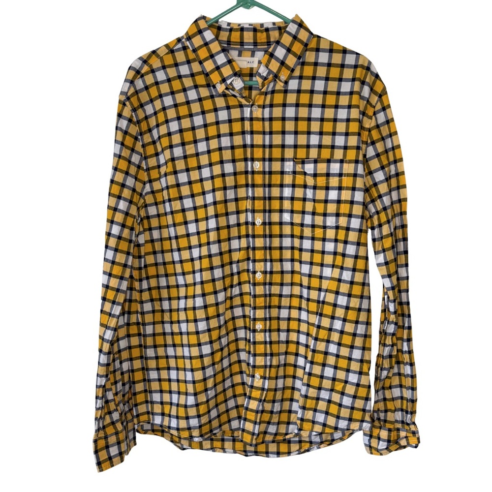 3/$20 Aeropostale Yellow and Black Plaid Men's Button Down Shirt